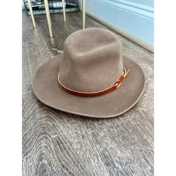 Vintage Flex Felt Fedora Hat 100% Wool Leather Band Large USA Brown - Picture 3 of 9